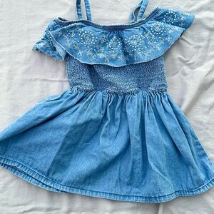 Guess Denim Blue Dress with Floral Embroidery